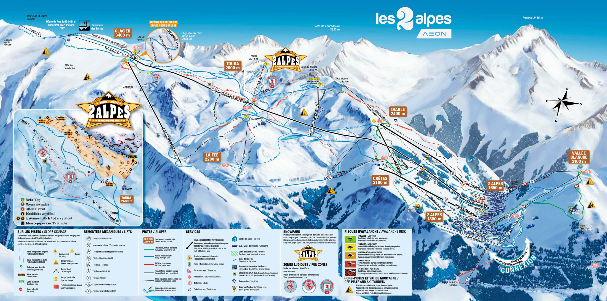 Carte pistes deux alpes