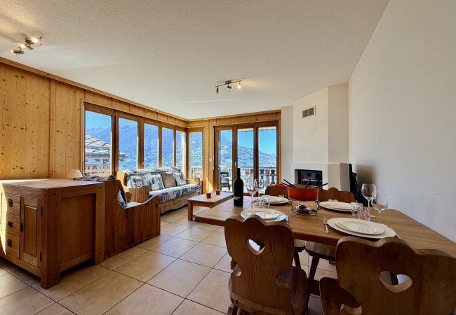 Wohnzimmer Apartment Balcons du Soleil Y3 322 in Veysonnaz, Schweiz