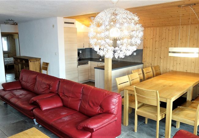 Wohnzimmer Apartment Magrappé M 557, in Veysonnaz in der Schweiz