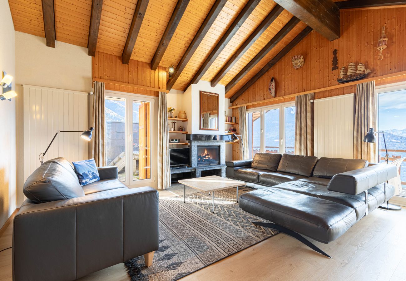 Wohnzimmer Appartement Greppons O 040 in Veysonnaz in der Schweiz