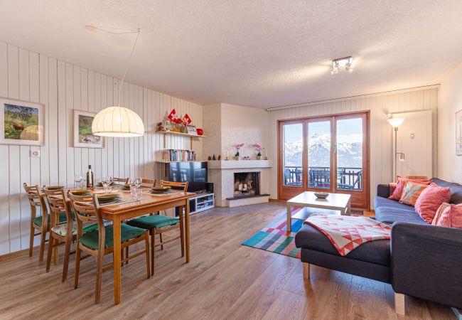 Wohnzimmer Appartement Mélèzes R 030 in Veysonnaz Schweiz