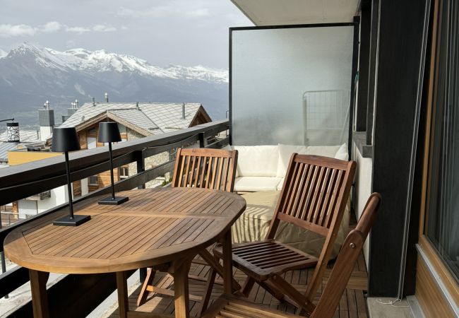 Outside apartment E 022 in Veysonnaz, Switzerland