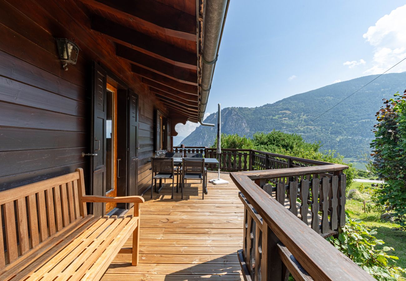 Terrace of Chalet Le Petit Renard in Vex, Switzerland